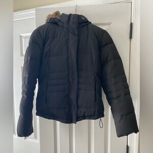 Calvin Klein Women’s Black Puffer Coat with Faux Fur Hood Size S